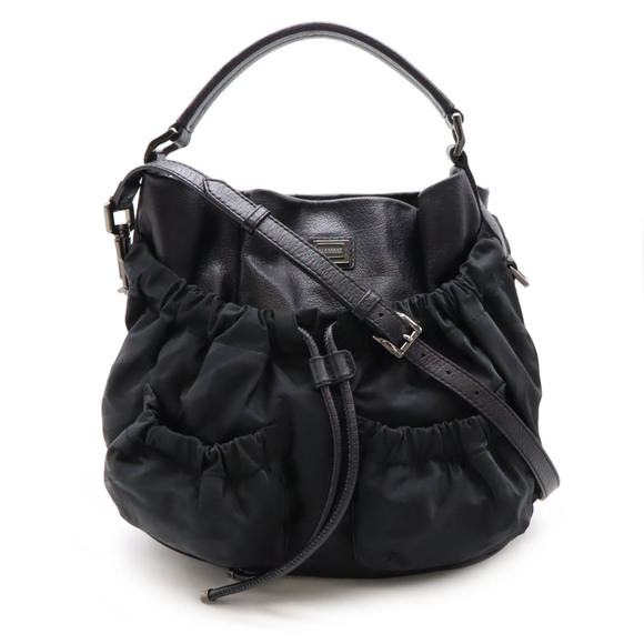 BURBERRY Shadow Check Shoulder Bag Nylon Leather Black - Picture 1 of 9